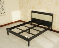 Santorini Wooden King Bed with Upholstered Headboard Black Finish