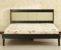 Santorini Wooden King Bed with Upholstered Headboard Black Finish