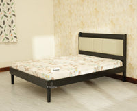 Santorini Wooden King Bed with Upholstered Headboard Black Finish