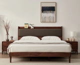 Santorini Wooden King Bed with Upholstered Headboard