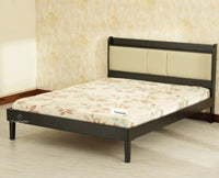Santorini Wooden King Bed with Upholstered Headboard Black Finish