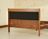 Santorini Wooden King Bed with Upholstered Headboard Teak Finish