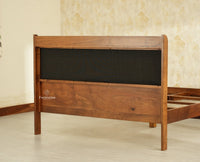 Santorini Wooden King Bed with Upholstered Headboard Teak Finish