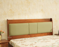 Santorini Wooden King Bed with Upholstered Headboard Teak Finish
