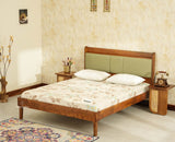 Santorini Wooden King Bed with Upholstered Headboard