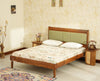 Santorini Wooden King Bed with Upholstered Headboard Teak FinishFurniselan