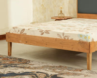 Santorini Wooden King Bed with Upholstered Headboard Natural Finish