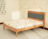 Santorini Wooden Queen Bed with Upholstered Headboard Natural Finish