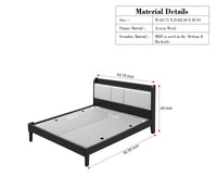 Santorini Wooden Queen Bed with Upholstered Headboard Teak Finish
