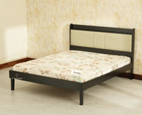 Santorini Wooden Queen Bed with Upholstered Headboard Black Finish