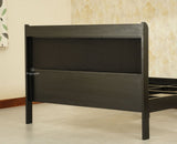 Santorini Wooden Queen Bed with Upholstered Headboard Black Finish