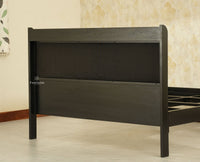 Santorini Wooden Queen Bed with Upholstered Headboard Black Finish