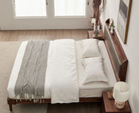 Santorini Wooden Queen Bed with Upholstered Headboard Furniselan Teak Finish