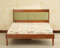 Santorini Wooden Queen Bed with Upholstered Headboard Teak Finish