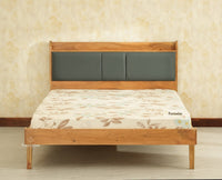Santorini Wooden Queen Bed with Upholstered Headboard Natural Finish