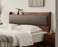Santorini Wooden Queen Bed with Upholstered Headboard Furniselan Teak Finish