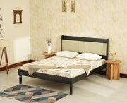 Santorini Wooden Queen Bed with Upholstered Headboard