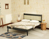 Santorini Wooden Queen Bed with Upholstered Headboard Black FinishFurniselan