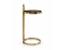 Siena Metal Side Table with Marble - Antique Gold Finish