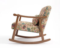 Elias Rubber Wood Rocking Chair with Cotton Fabric - Cream / Multicolor Floral Print