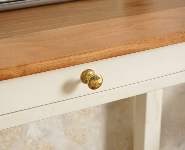 Sendai Solid Wood Study Table with One Drawer - Study Table - Furniselan - Frosty White