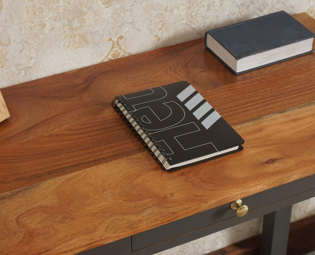 Sendai Solid Wood Study Table with One Drawer - Study Table - Furniselan - Slate-Grey