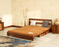 Seoul Sheesham Sofa Cum Bed Teak Finish