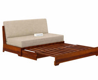 Seoul Sheesham Sofa Cum Bed Furniselan Beige