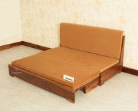 Seoul Sheesham Sofa Cum Bed Teak Finish