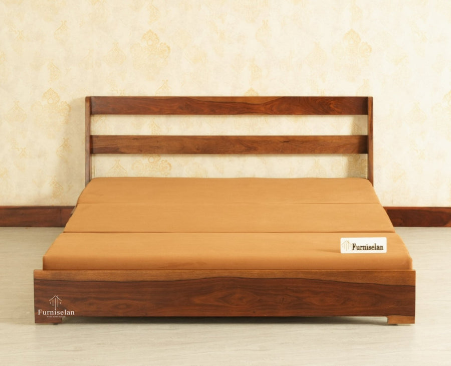 Seoul Sheesham Sofa Cum Bed Teak Finish