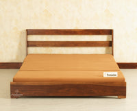 Seoul Sheesham Sofa Cum Bed Teak Finish