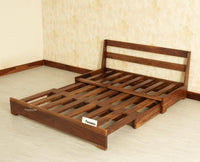 Seoul Sheesham Sofa Cum Bed Teak Finish