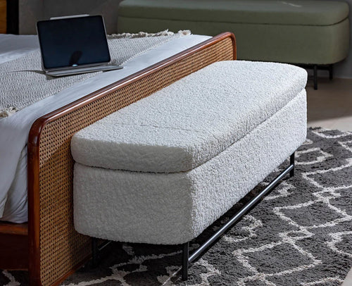 Sequoia Polyester Storage Bench with Steel Leg Furniselan white