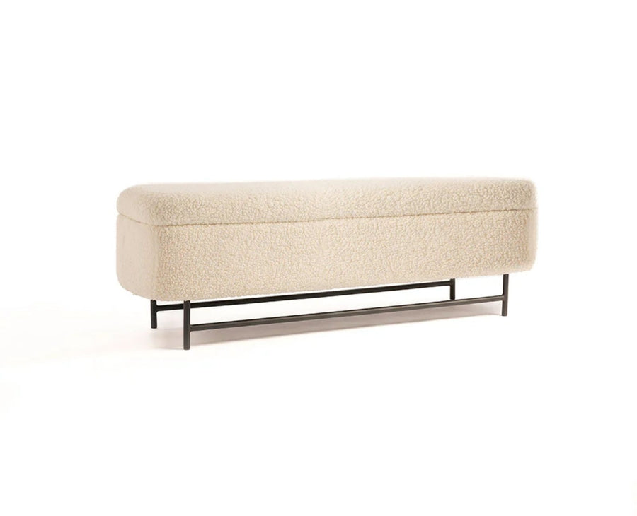 Sequoia Polyester Storage Bench with Steel Leg Furniselan white