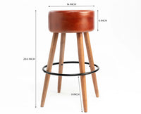 Montaro Wooden Leather Bar Stool - Brown