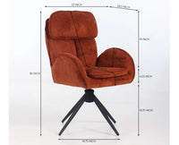 Elara Swivel Fabric Dining Chair - Terracotta
