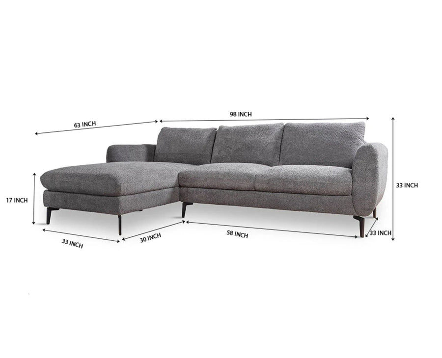 Shoreditch 3 Seater Left Hand Side Facing Sofa Furniselan Grey