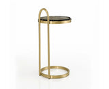 Siena Metal Side Table with Marble - Antique Gold Finish