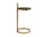 Siena Metal Side Table with Marble - Antique Gold Finish
