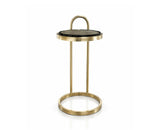 Siena Metal Side Table with Marble - Antique Gold Finish