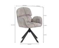 Arden Swivel Fabric Dining Chair with Metal Legs - Grey