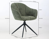 Alden Swivel Fabric Dining Chair - Olive Green