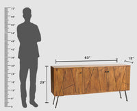 Barcelona Solid Wood Three Doors Sideboard Cabinet teak finish