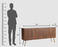 Barcelona Solid Wood Three Doors Sideboard Cabinet teak finish