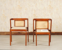 SmartFit Compact Solid Wood Rattan Cane Dining Set Two Seater - Dining Set - Furniselan Brown Finish 