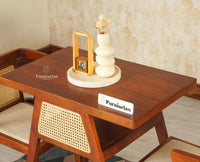 SmartFit Compact Solid Wood Rattan Cane Dining Set Two Seater - Dining Set - Furniselan Brown Finish 