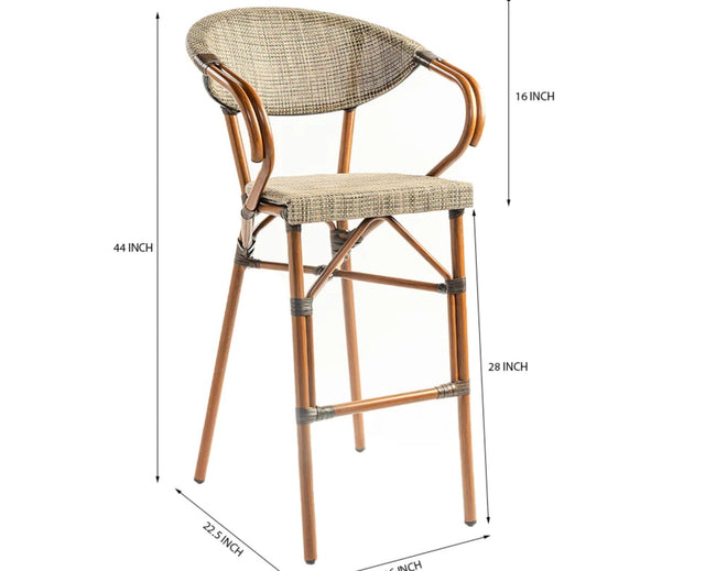Soleil Curved Outdoor Bar Chair - Outdoor chair - Furniselan - Dark-Walnut