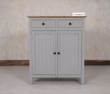 Spain Solid Mango Wood Shoe Rack Cabinet - 2 Doors & 2 Drawers - Sideboard - Furniselan -  Cool Grey