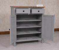 Spain Solid Mango Wood Shoe Rack Cabinet - 2 Doors & 2 Drawers - Sideboard - Furniselan -  Cool Grey