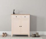 Spain Solid Mango Wood Shoe Rack Cabinet - 2 Doors & 2 Drawers - Sideboard - Furniselan - Frosty-White